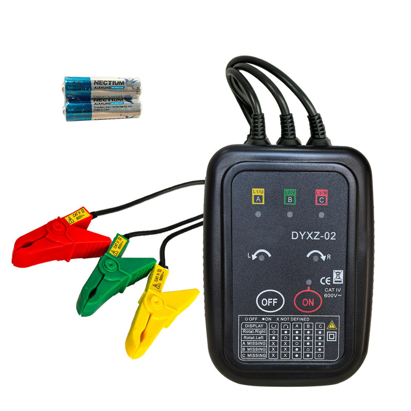 Professional Grade Non-Contact 3 Phase Sequence Tester - 70-600V AC | Phase Rotation & Live Wire Detector | Electrician Tool Kit Essential, 20" Clamps Live Wire & Circuit Break Detector