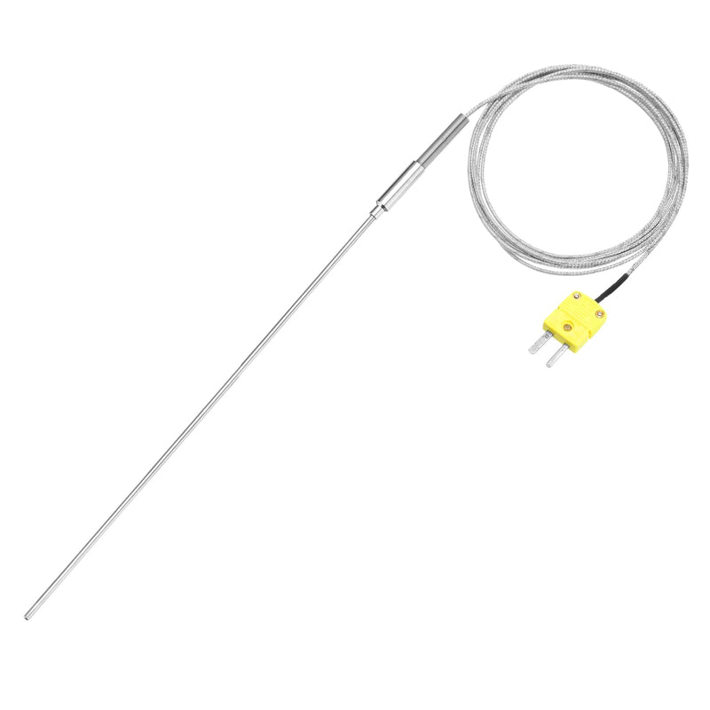 MECCANIXITY K Type Thermocouple with Plug, Meter Temperature Sensor Probe -50 to 1100°C(-58 to 2012°F) Stainless Steel, 4x300mm 6.6ft Wire