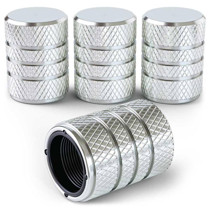 Aluminum Tire Valve Stem Caps – Anti-Rust, Premium Anodized Aluminum, Corrosion-Resistant, Easy Install, Universal Fit for Car, Truck, Bike, SUV – 1 Pack/Set of 4 (Sterling) STERLING