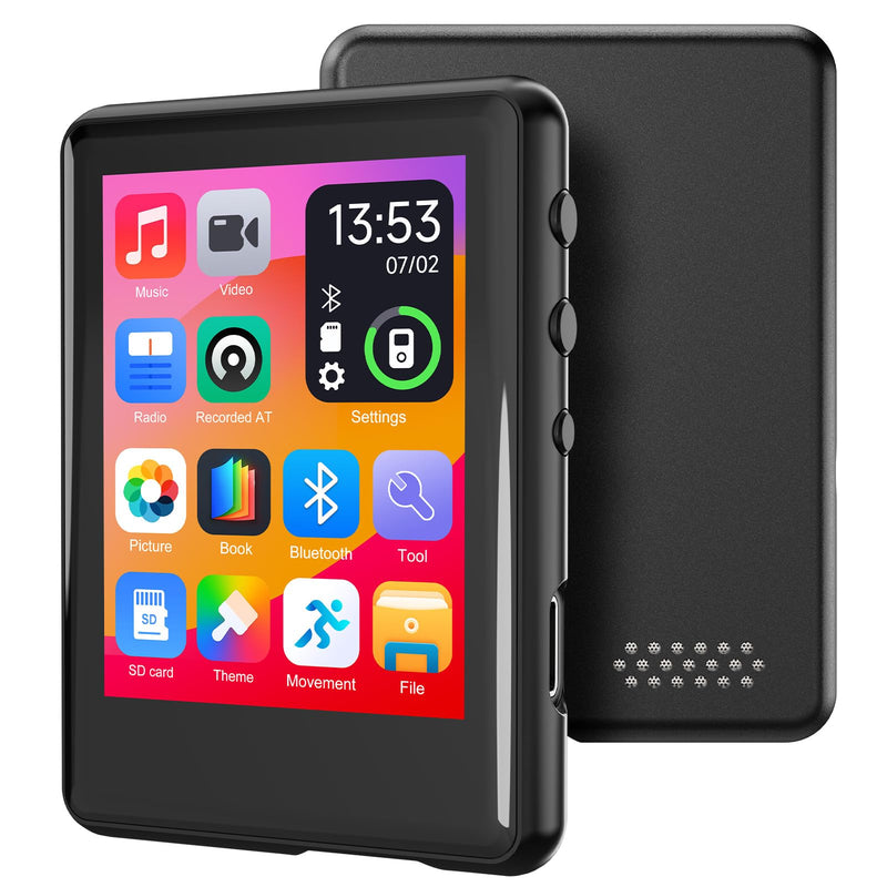 MP3 Player with Bluetooth 5.4, 2.4 inch Touch Screen Music Player with Speaker, FM Radio, Voice Recording, Supports 512GB SD Card and Includes Earphones 16GB