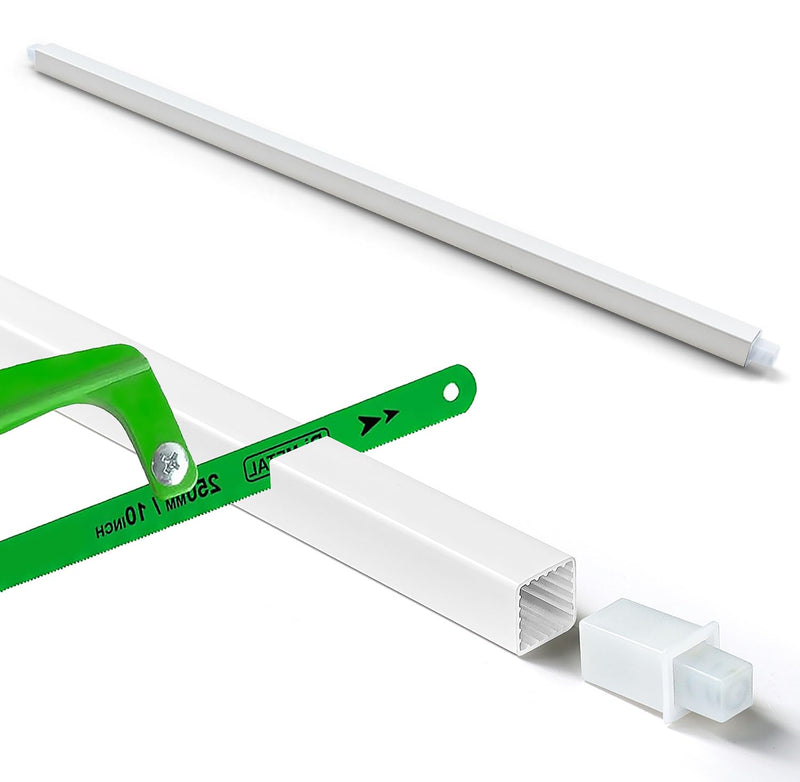 AIDIMMING 24 Inch Towel Bar Replacement Rod for Ceramic Holders with Square Slots, Adjustable Spring Loaded Plastic Square Bar, Cut-to-Fit White Replacement Towel Bar for Bathroom Shower, Rod Only