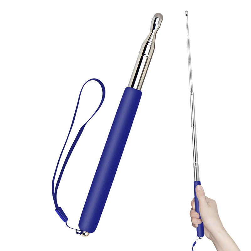 Retractable Teacher Pointer, Pointer Stick with Stylus Smooth Sensitive Tablet Pen, Pointers for Classroom, Teacher Coach Presenter Pointer, Pointer Finger Stick, Blue(with Lanyard)