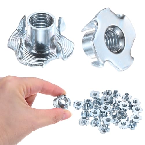 M METERXITY 100-Pack M8x11mm T-nut, 4-Pronged Tee Nut Threaded Insert