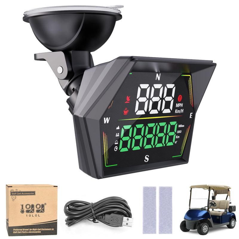 10L0L Golf Cart GPS Speedometer, HUD Digital Display with MPH/KMH, Compass Overspeed Alarm Fatigued Driving Alert, Auto Brightness, Plug & Play Universal for Yamaha, EZGO, Club Car & All Vehicle