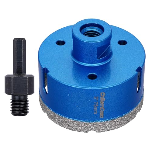 75mm 3" Diamond Core Drill Bits,Vacuum Brazed Hole Saw Cutter for Ceramic Tile Granite Marble with 5/8-11 Thread and 3/8" Hex Shank Adapter 75mm(3")