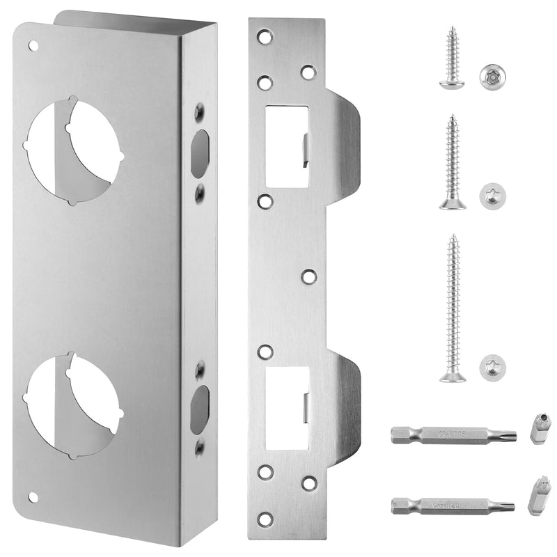 U 10539 Door Reinforcement Plate for 1-3/4" Thick Doors and Includes The U 10385 Door Strike Plate. (Silver) Silver
