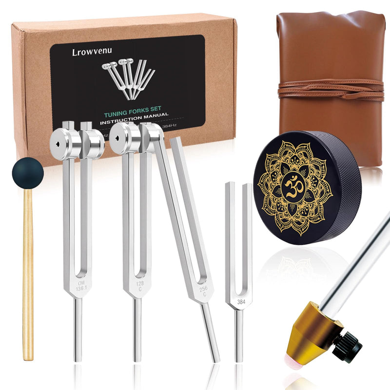 Tuning Forks for Healing Set – 128Hz, 136Hz, 256Hz, 384Hz. Body Tuning Forks Chakra Set, for Medical Sound Healing Therapy, Meditation, DNA Repair, Reiki Energy, Guitar Tune Fork Health 4 set