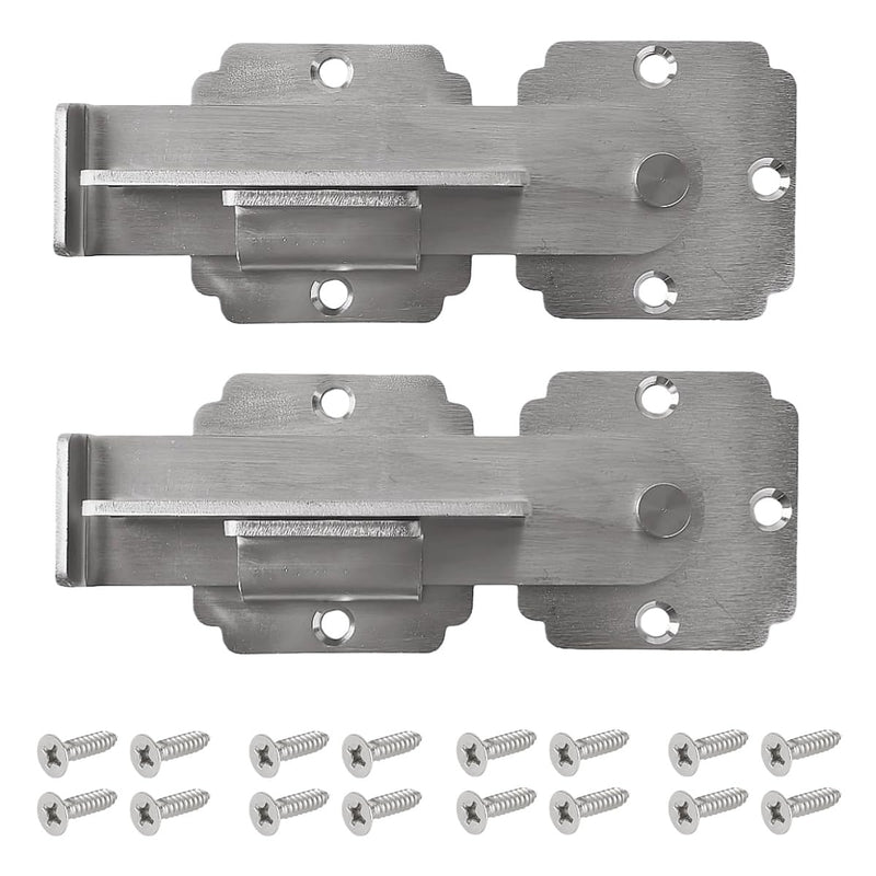 Flip Gate Latch Lock with Padlock Hole, Heavy Duty Stainless Steel Door Latch for Outdoor Wooden Fence, Swing Open Gate, Double Gate, Barn Door, Shed, Vinyl Fence, Yard (Silver (2 Pcs)) Silver (2 Pcs)