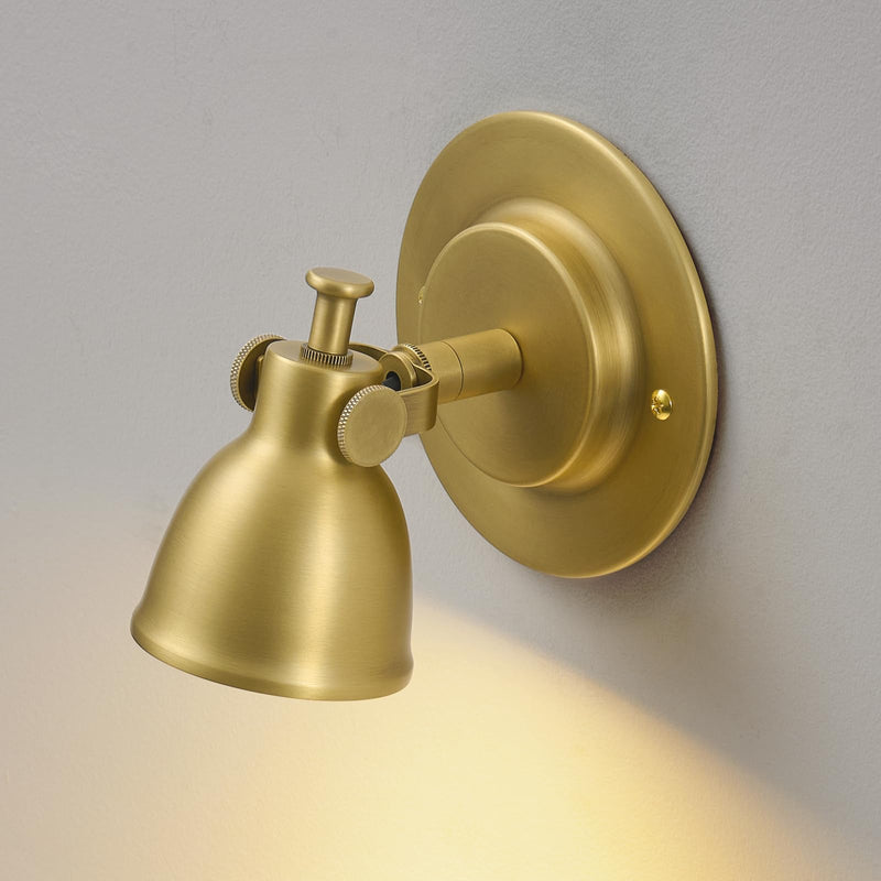 Gold Small Wall Sconce Hardwired Single - Brass Vintage Dimmable Indoor Bell Light Fixture for Bathroom Vanity Bedroom Bedside Reading Hallway Living Room Kitchen Gallery Hall Picture Lamp Gold（Brass） 1 Pack