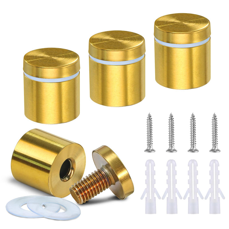 25 x 25mm (Dia. x L) Standoff Screws - Masendelk Gold Sign Standoff Mounts with Installation Accessories - Stainless Steel Wall Mount Hardware for Acrylic, Glass, Metal, Wood Panels - 24 Pieces 25 x 25mm / 0.98" x 0.98"
