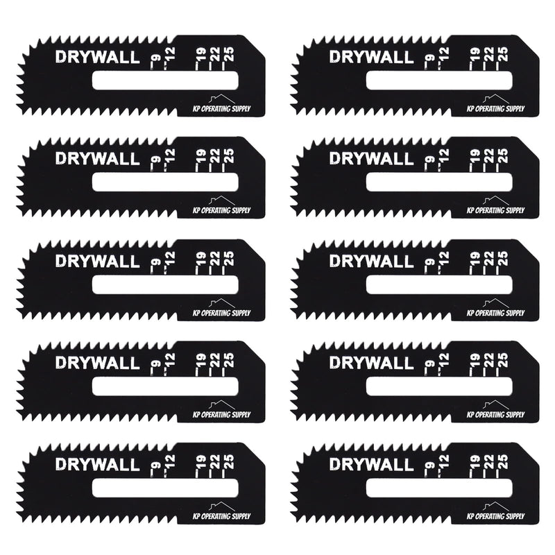10 Pack Drywall Cutter Saw Blades for Drywall Saw - High Carbon Steel Cordless Cut Out Saw Blades - Cuts Drywall up to 1-3/16" Thick - by KP Operating Supply Pack of 10