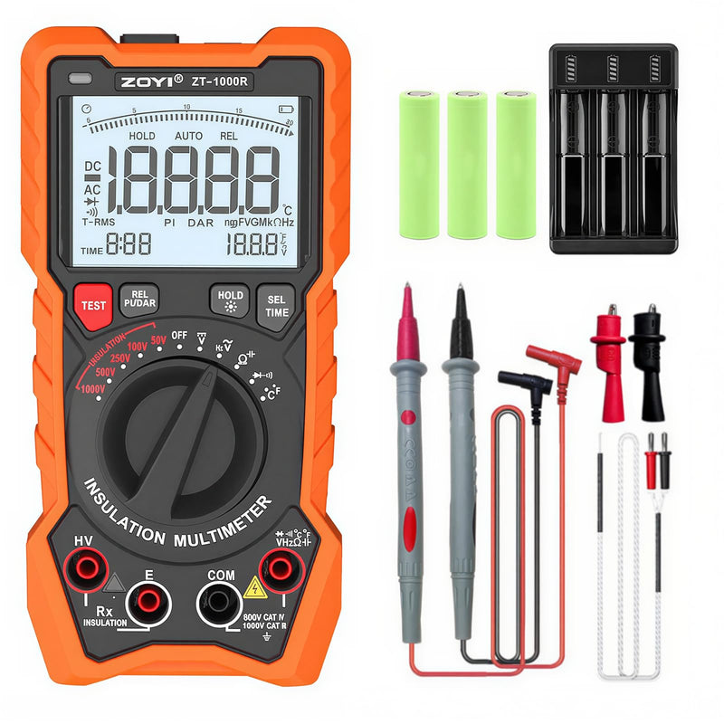 ZOYI ZT-1000R 2 in 1 Megohmmeter Multimeter, Max 1000V with DAR & PI, Insulation Resistance up to 20GΩ, 19999 Counts, AC/DC Diodes Ohm, TRMS, Auto-Ranging, Frequency and Temperature