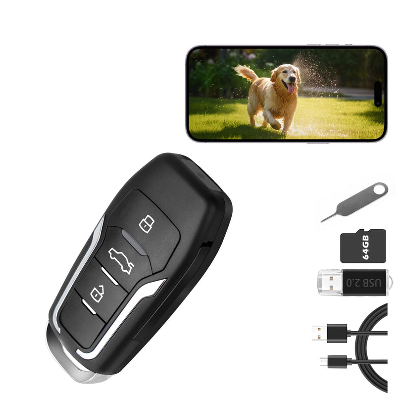 64GB Hidden Camera Car Key - with Motion Detection, 300 Mins Battery, for Indoor Outdoor Nanny Cam Surveillance