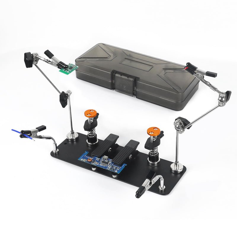 Magnetic Helping Hands Clamp Metal, Adjustable Third Hand Soldering Holder Stand For Small Electronics, Hobby DIY Craft,PCB Repair, Precise Work, Exclusive Dual-Head Ultra-Grip Yellowblack long