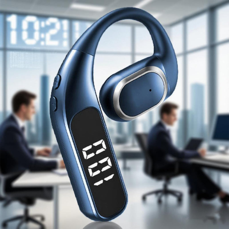 Single Ear Wireless Bluetooth Headset, Bluetooth 5.5, LED Power Display, ENC Noise Cancellation, 360° ACS Sound, Sweatproof, for Phone Tablet Laptop - F62, Blue Single Ear Headphone F62 Blue