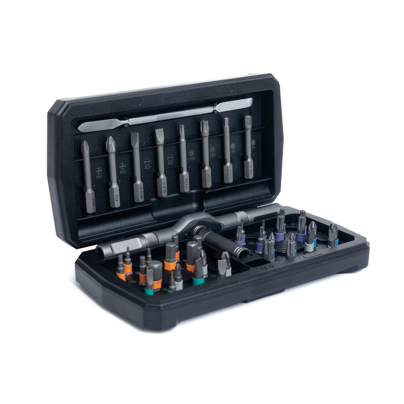 42 in 1 Magnetic Screwdriver, Screwdriver Set, Multi Bit Ratcheting Screwdriver Set with Storage Case Repair Tool Kit for Computer, Eyeglass, Bicycles, Watch, Ring Doorbell, Furniture and DIY Black Ratchet