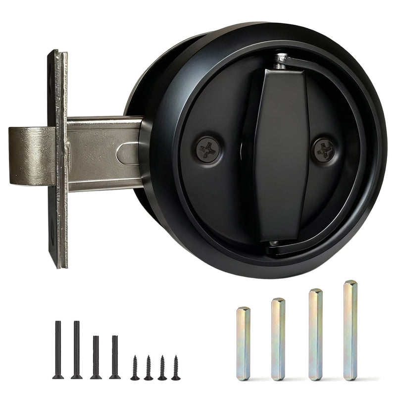 1 Pack Low Profile Door Knob for Space Saving, 2 3/8" Anti-Bump Flush Interior Door Handle for Narrow Spaces, Hidden Recessed Cup Flat Door Lock for RV, Closet and Tight Clearance(Black) 1 Matte Black