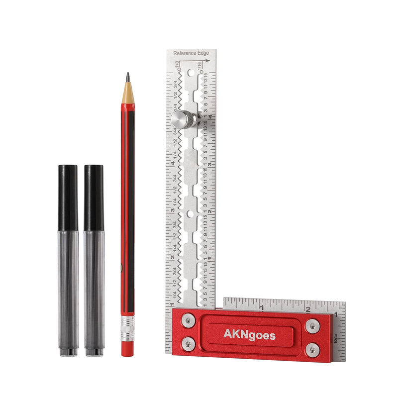 Precision Woodworking Square, Stainless Steel Square with Shoulder Lip, Self Standing for Quick Measurement, Built in Scribe Notches, Framing Tool for Professional Carpentry Use-6 Inch 6 Inch