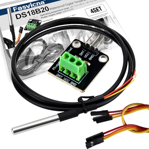 4PCS DS18B20 Waterproof Temperature Sensor Probes, Stainless Steel