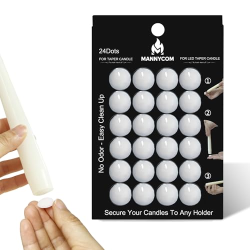 Taper Candle Sticky Dots - 24pcs Spiral Candle Sticky Dots Candles Adapter Soft Wax Candle Holder Accessories for Secure Candle Placement - White WHITE-1P