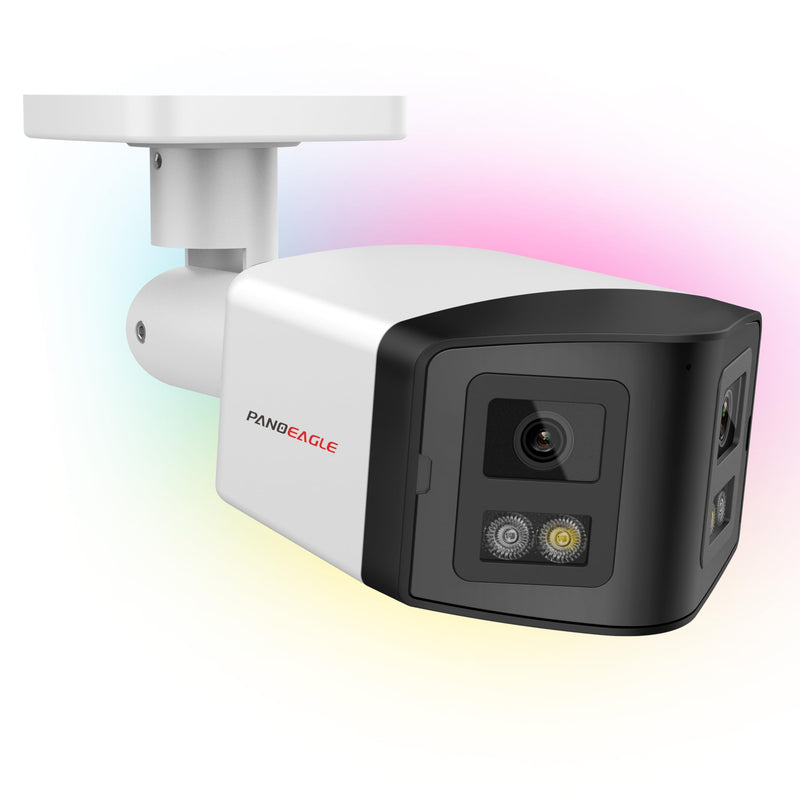 PANOEAGLE 4MP Dual Lens PoE IP Security Camera Outdoor with 180° Panoramic Wide Angle,Smart Color Night Vision,Human/Vehicle Detection,2-Way Audio & Micro SD Slot(512G),IP67 Waterproof,NDAA Complaint 4MP Panoramic/Dual Light