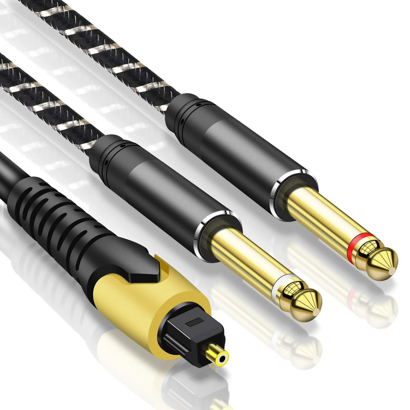 192KHz DAC Optical to Dual 6.35mm Converter,Optical Audio Cable to Dual 6.35mm 1/4" TS Mono Audio Adapter,Digital to Analog Audio Converter for HDTV,DVD,Set-top Boxes(O-ptical to 1/4" Only) Cable -6FT 6.FT