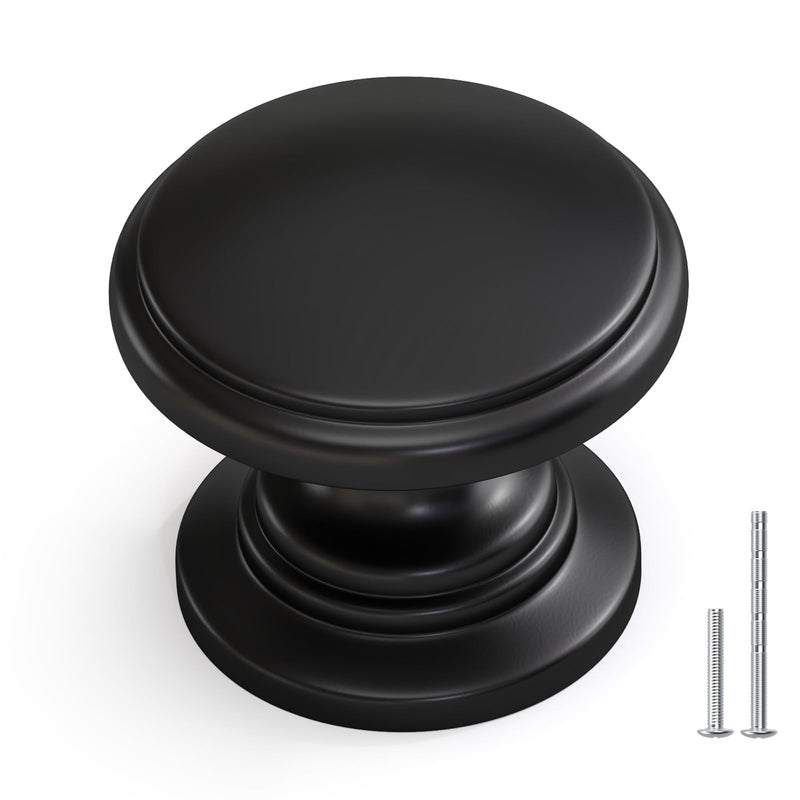 homdiy 10 Pack Black Cabinet Knobs Matte Black Drawer Knobs Kitchen Hardware for Bathroom, Cupboard, Furniture Single Hole