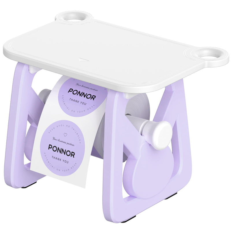 PONNOR Label Holder for Rolls and Fanfold Labels, Thermal Sticker for Desktop Printer, Fragile Stickers for Shipping, Label Stand Accessory Supplies for Home, DIY, Office, Small Business(Purple)