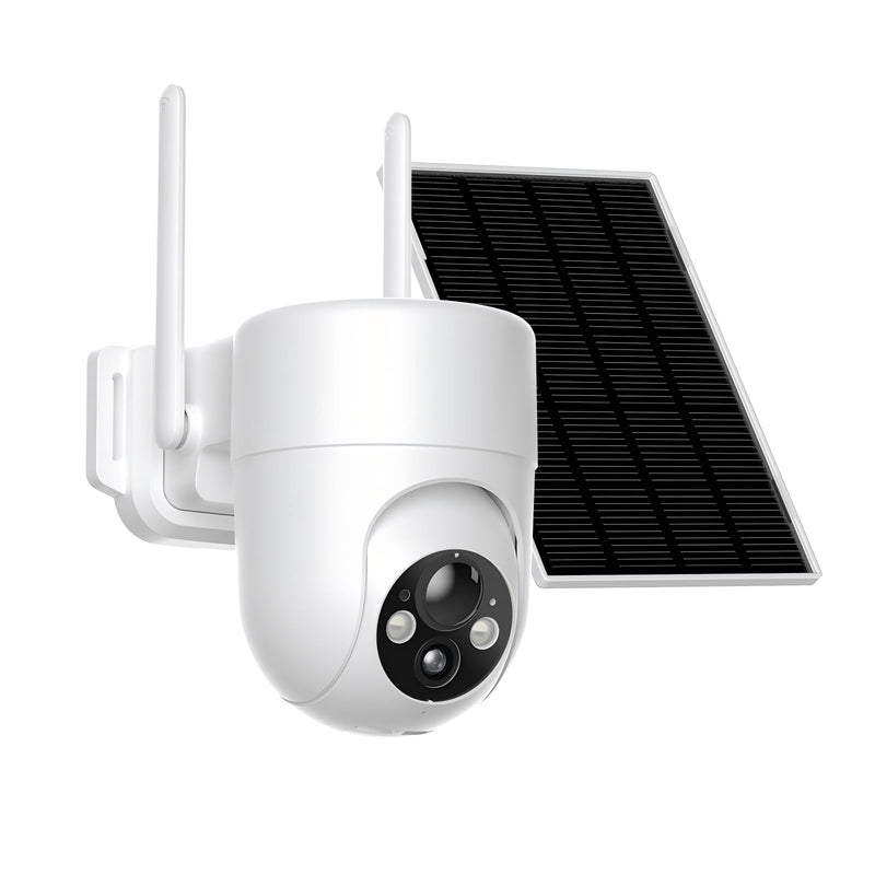Solar Camera Outdoor Wireless, 2K Color Night Vision, Security Cameras Wireless Outdoor with 360°View, Battery Powered, 2.4GHz WiFi, Instant Alerts, IP65 White 2K-1Pack