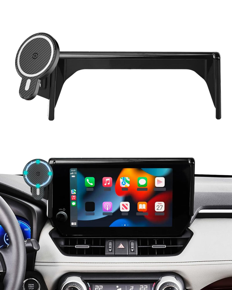 PZK Car Phone Holder for Toyota RAV4 2019-2025 Accessories 7/8-Inch Screen | Hybrid LE/XLE Magnetic 15W Fast Wireless Charger RAV4 Car Phone Mount 360° Rotation Not Affect Vent (Not Fit 9/10.5'') RAV4 2019-2025 (7/8 inch) Magsafe+ Wireless Charger