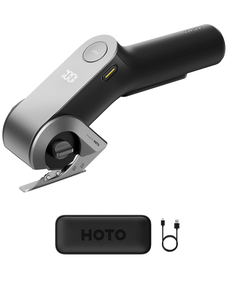 HOTO EdgeFlow Cordless Electric Scissors, Self-Sharpening Titanium Blade, Smart Display Electric Cardboard Cutter, Boost Mode & Tool-Free Blade Swap, Ideal for Cardboard, Fabric, Carpet, Leather DIY