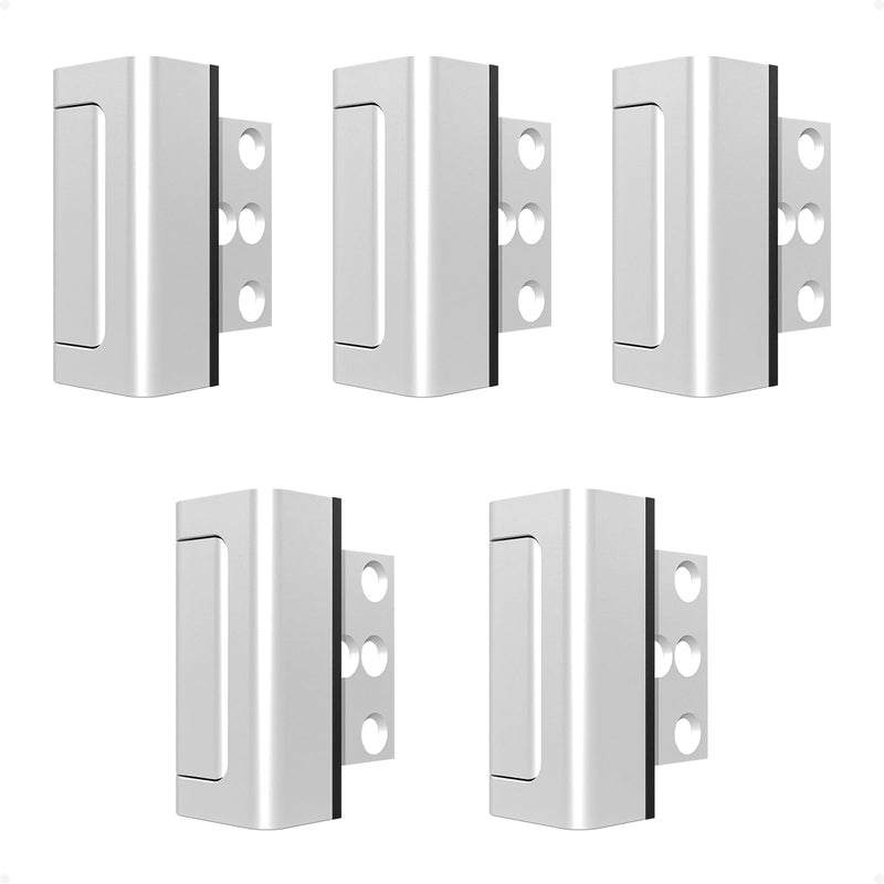Greatalent 5Pack Home Security Door Reinforcement Lock Childproof, Door Locks for Kids Safety, Door Lock Latch Stopper for Front Door Inside Top of Door, Aluminum Construction Finish Aluminum-Silver-5Pack