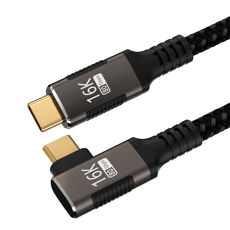 right angle USB-C Cable 3.3FT Compatible With Thunderbolt 5/4,Type C 240W Fast Charging,USB C 16K@60Hz/8K@120Hz HD Video Output for Display,USB 5/4 90 degree Cable 80Gbps Data Transfer for SSD/Dock. 3FT