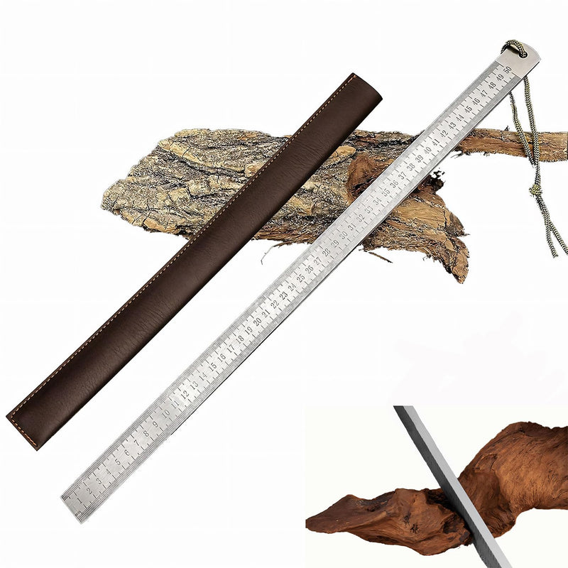 Heavy Duty Ruler, 20 Inch & 50cm, 0.2" Thick Metal Straight Edge with inch & mm Ruler, for Construction, Office, DIY