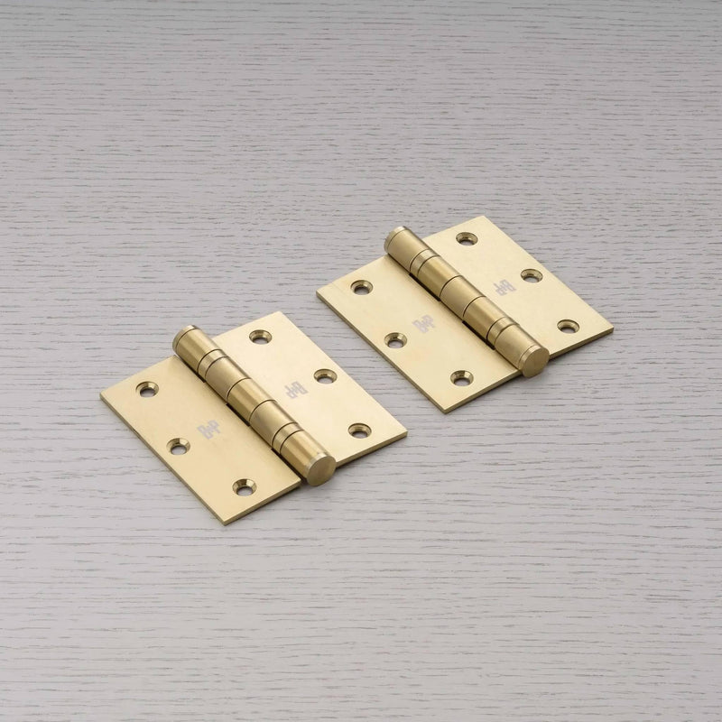 Buster and Punch Door Hinge Set of 2 3.5 x 3.5 Inch in Brass Solid Metal
