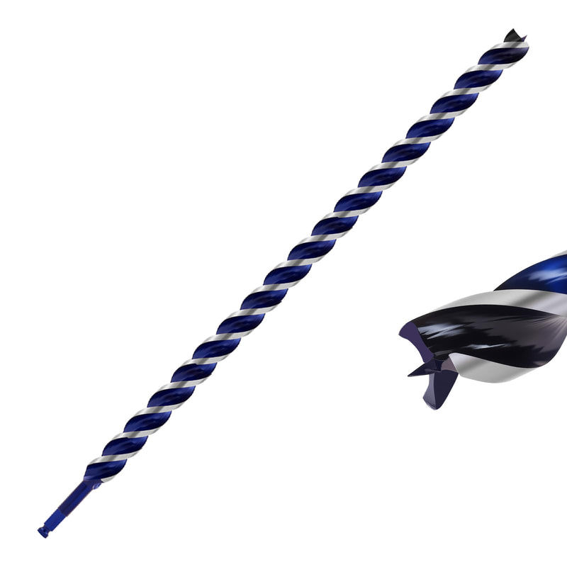 7/8 Inch Auger Drill Bit for Wood, 24" Long Carbon Steel Quick Change Hex Shank Wood Drill Bit for Hardwood, Softwood and Plastic 7/8 in Blue 24 inch