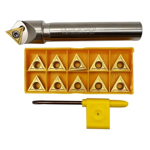 45° Chamfering Tool Holder 5/8 inch Shank with 11pcs TCMT32.51 TCMT16T304 Carbide Turning Inserts for Steel Turning Processing 5/8 holder +TCMT32.51 inserts