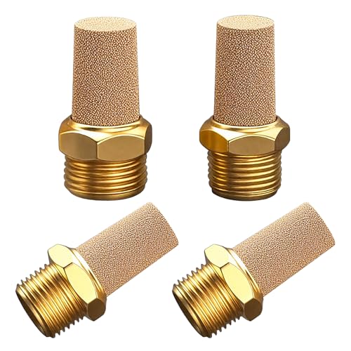 Air Pneumatic Mufflers, 1/8" Male Thread Sintered Bronze Exhaust Muffler Silencer (Pack of 10) 1/8" Male(10Pcs)