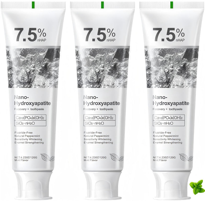 7.5% Hydroxyapatite Toothpaste, 7.5% Hydroxyapatite Toothpaste for Advanced Enamel Protection, Appropriate for Sensitive Teeth, Gentle and Effective Formula, Fresh Mint (3) 3
