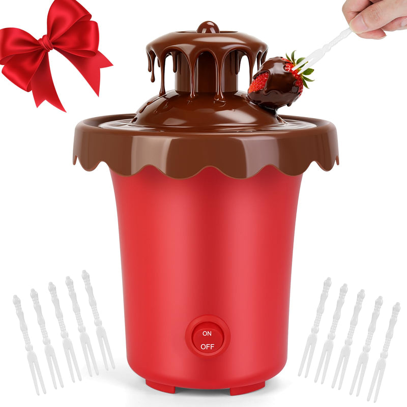 Chocolate Fountain Machine, Removable Cheese for Chocolate, Candy, Butter, Portable Chocolate Melt Machine for Party, Camping, Dessert Table, Birthday, Wedding (Red) Red