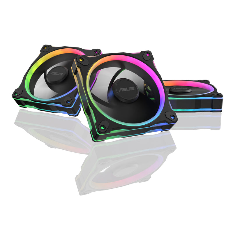 ASUS Prime MR120 ARGB Fan Black Triple Pack, 28mm Extra-Thick Frame, Quiet, high-Performance Cooling with PWM, 20 ARGB LEDs with Dual-Sided Frame Lighting, Aura Sync, 2 Year Warranty 3 Pack MR120 ARGB|Black