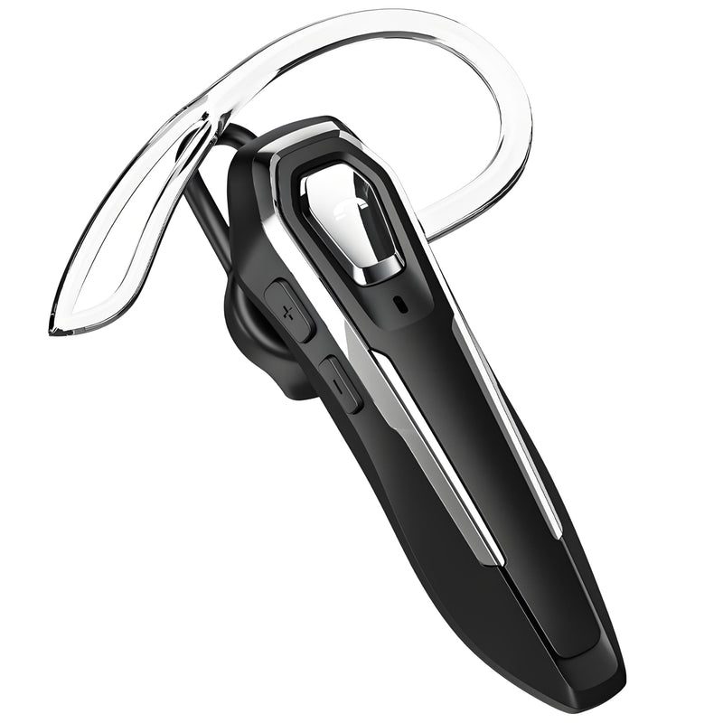 Single Ear Bluetooth Headset for Calls, Lightweight Wireless Earpiece | with Noise Canceling Microphone, 36Hrs Talk Time, Hands-Free Headset for Driving/Office, Crystal Clear Calls (Black) Black