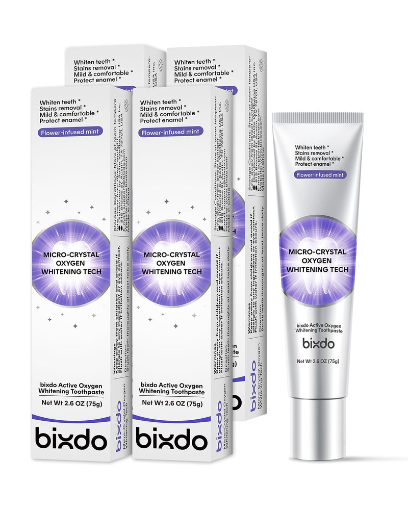 Pap Teeth Whitening Toothpaste, Hydroxyapatite Enamel Repair for Sensitive Teeth & Gums, Fluoride-Free, 28 Days Brightening, Flower Mint, 2.6oz (Pack of 4)
