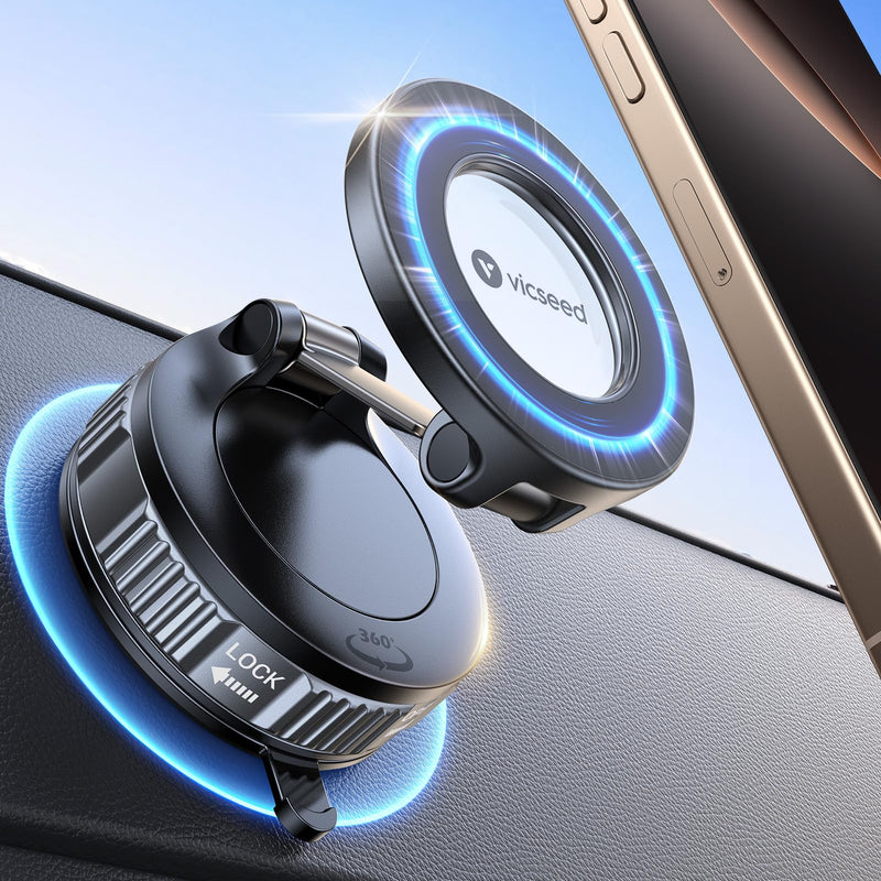 VICSEED 2026 Upgraded Car Phone Holder for Magsafe Car Mount [85 LBS Strongest Suction] Vacuum Magnetic Phone Holders for Your Car 360° Adjustable Car Phone Mount for iPhone 17 Pro Max 16 15 14 13 GPS Black-Vacuum