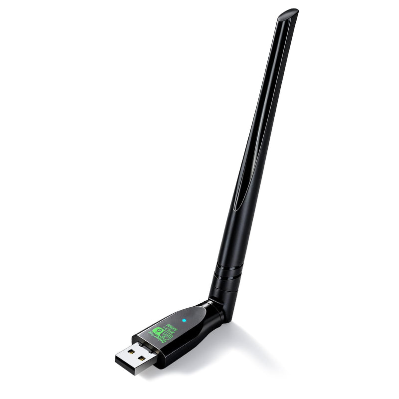 WiFi Adapter,USB WiFi 6 Adapter for Laptop PC,2-in-1 Bluetooth 5.3(EDR+BLE),900Mbps Dual Band (2.4GHz+5GHz), 5dBi High Gain Antenna,Plug-and-Play for PC/Laptop/Printers (Win 10/11)