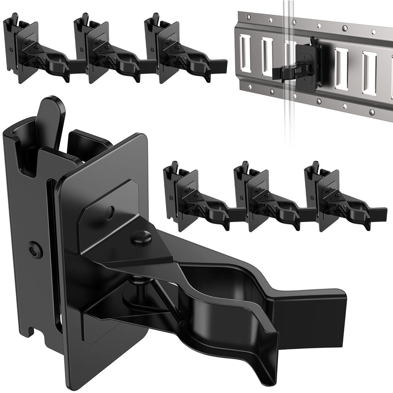6pcs E-Track Tool Holders Tool Stabilizer for E-Track Enclosed Trailer Keep Rakes, Shovels, Broom E Track Tool Holder Hanger for E-Track Accessories Enclosed Trailer Accessories Black 6pcs E-Track Tool for Black