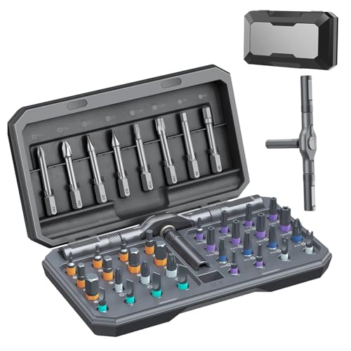 42 in 1 Magnetic Ratchet Screwdriver Set, Multi Bit DIY Magnetic Screwdriver Set with Detachable Ratchet Handle, Portable Precision Repair Tool Kit for Furniture, Electronics, Bicycle New Tools 2026 42 in 1