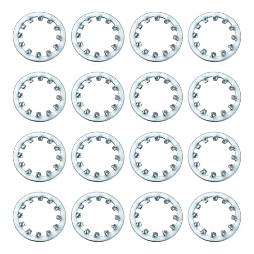 uxcell 20Pcs 3/4 Internal Tooth Lock Washer, Zinc-Plated Carbon Steel Multi-Tooth Star Washer Locking Fastener, Silver Tone