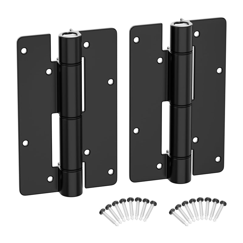5-3/4" Self Closing Aluminum Gate Hinges for Metal Gates,Heavy Duty Fence Door Hinges for Pool Gate, Adjustable Tension Hinges for Vinyl Fence,Hinges for Indoor Outdoor,Gate Hardware,2Pack,Matte Black