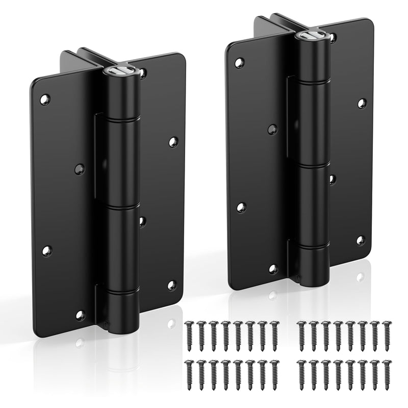 5-3/4" Adjustable Self Closing Aluminum Gate Hinges, Heavy Duty Gate Hinges for Metal Gates, Legged Door Hinges Fence Gate Hinge for Pool Gate, Aluminum Gate, 2pcs, Black
